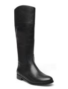 Justine Burnished Leather Riding Boot Korkeavartiset Saapikkaat Black ...