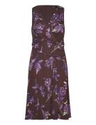 Floral Surplice Jersey Sleeveless Dress Polvipituinen Mekko Brown Laur...