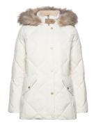 Faux-Fur-Trim Hooded Down Coat Vuorillinen Takki Topattu Takki Cream L...