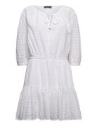 Eyelet-Embroidered Cotton Dress Lyhyt Mekko White Lauren Ralph Lauren