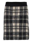 Plaid Alpaca-Blend Miniskirt Polvipituinen Hame Black Polo Ralph Laure...