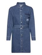 Belted Utility Shirt Dress Polvipituinen Mekko Blue Calvin Klein Jeans