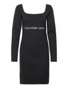 Logo Elastic Milano Dress Polvipituinen Mekko Black Calvin Klein Jeans