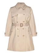 Double-Breasted Cotton-Blend Trench Coat Trenssi Takki Beige Lauren Wo...