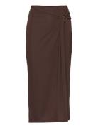 Buckle-Trim Stretch Jersey Pencil Skirt Kynähame Hame Brown Lauren Ral...