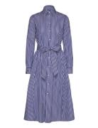 Belted Striped Cotton Shirtdress Polvipituinen Mekko Blue Polo Ralph L...