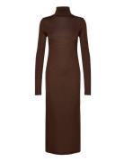 Wool-Blend Jersey Roll Neck Midi Dress Polvipituinen Mekko Brown Polo ...