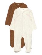 Nightsuit W/F -Buttons 2-Pack Pyjama Sie Jumpsuit Haalari Brown Pippi