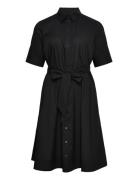 Cotton-Blend Shirtdress Polvipituinen Mekko Black Lauren Women