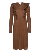 Dress Long Sleeve Polvipituinen Mekko Brown Noa Noa