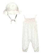 Floral Smocked Jumpsuit & Hat Set Jumpsuit Haalari White Ralph Lauren ...