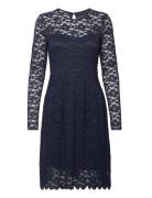 Vikalila L/S Lace Dress - Noos Polvipituinen Mekko Navy Vila