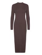 Slfeloise Ls Knit Dress Polvipituinen Mekko Brown Selected Femme