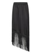 Gili Fringe Skirt Polvipituinen Hame Black NORR