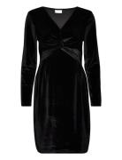 Mlsandra L/S Velvet Abk Dress Polvipituinen Mekko Black Mamalicious