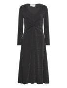 Slfrue Ls Midi Glitter Dress Polvipituinen Mekko Black Selected Femme