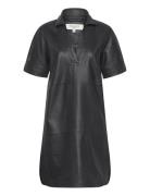 Leather Dress Polvipituinen Mekko Black Rosemunde