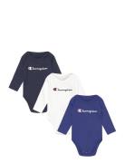 3Pk Longsleeve Bodysuits Pitkähihainen Body Multi/patterned Champion