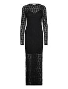 Vmivania Ls O-Neck Ankle Lace Dress Vma Maksimekko Juhlamekko Black Ve...