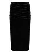 Vivelida Hw Midi Velvet Skirt/Su Polvipituinen Hame Black Vila