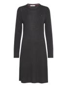 Soft Wool Flared Swt Dress Polvipituinen Mekko Black Tommy Hilfiger