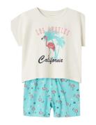 Nkfnightset Cap Pool Blue Flamingo Noos Pyjamasetti Pyjama White Name ...