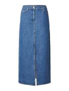 Slfbella Hw Maxi Marine Blue Denim Skirt Pitkä Hame Blue Selected Femm...