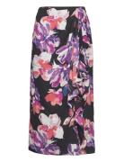 Floral Georgette Midi Skirt Polvipituinen Hame Black Lauren Ralph Laur...