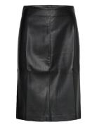 Leather-Effect Pencil Skirt Polvipituinen Hame Black Mango