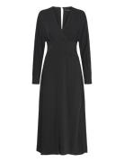 Cross-Neckline Slit Dress Polvipituinen Mekko Black Mango