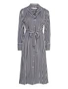 Fluid Stripe Ls Midi Shirt Dress Polvipituinen Mekko Blue Tommy Hilfig...