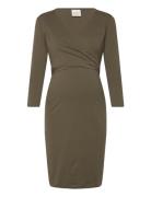 Wrap Me Nurse Dress Polvipituinen Mekko Khaki Green Boob