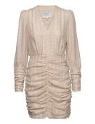 D6Douze Draped Mini Dress Lyhyt Mekko Beige Dante6