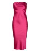 Satin Tube Midi Dress Polvipituinen Mekko Pink Gina Tricot