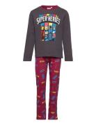 Pyjalong Pyjamasetti Pyjama Multi/patterned Marvel