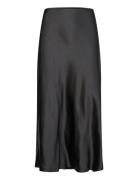 Midi Satin Skirt Polvipituinen Hame Black Mango