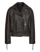 Washed Biker Jacket Nahkatakki Brown Gina Tricot