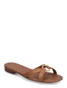 Emmy Burnished Leather Slide Sandal Matalapohjaiset Sandaalit Brown La...