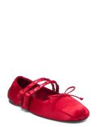 Satin Ballerina Shoes With Studs Ballerinat Red Mango