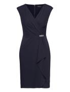 Jersey Cap-Sleeve Cocktail Dress Lyhyt Mekko Navy Lauren Ralph Lauren