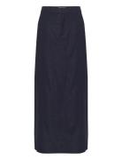 Lizagz Linen Hw Skirt Pitkä Hame Navy Gestuz