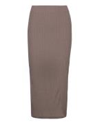 Jersey Rib Skirt Polvipituinen Hame Brown Gina Tricot