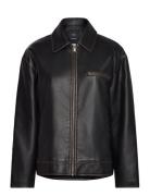 Worn Leather Effect Jacket Nahkatakki Brown Mango