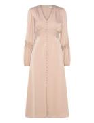 Alicia Midi Dress Polvipituinen Mekko Beige Bubbleroom