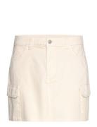 Orla Cargo Denim Skirt Lyhyt Hame Beige Bubbleroom