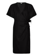 Esi Wrap Dress Polvipituinen Mekko Black NORR