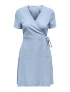 Onladdiction-Caro S/S Linen Dress Cc Pnt Lyhyt Mekko Blue ONLY