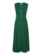 Long Midi Length Zipped Dress Polvipituinen Mekko Green IVY OAK