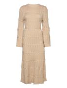 Elinne Cable Knitted Maxi Dress Maksimekko Juhlamekko Beige Malina