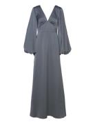 Addie Balloon Sleeve V-Neck Maxi Dress Maksimekko Juhlamekko Grey Mali...